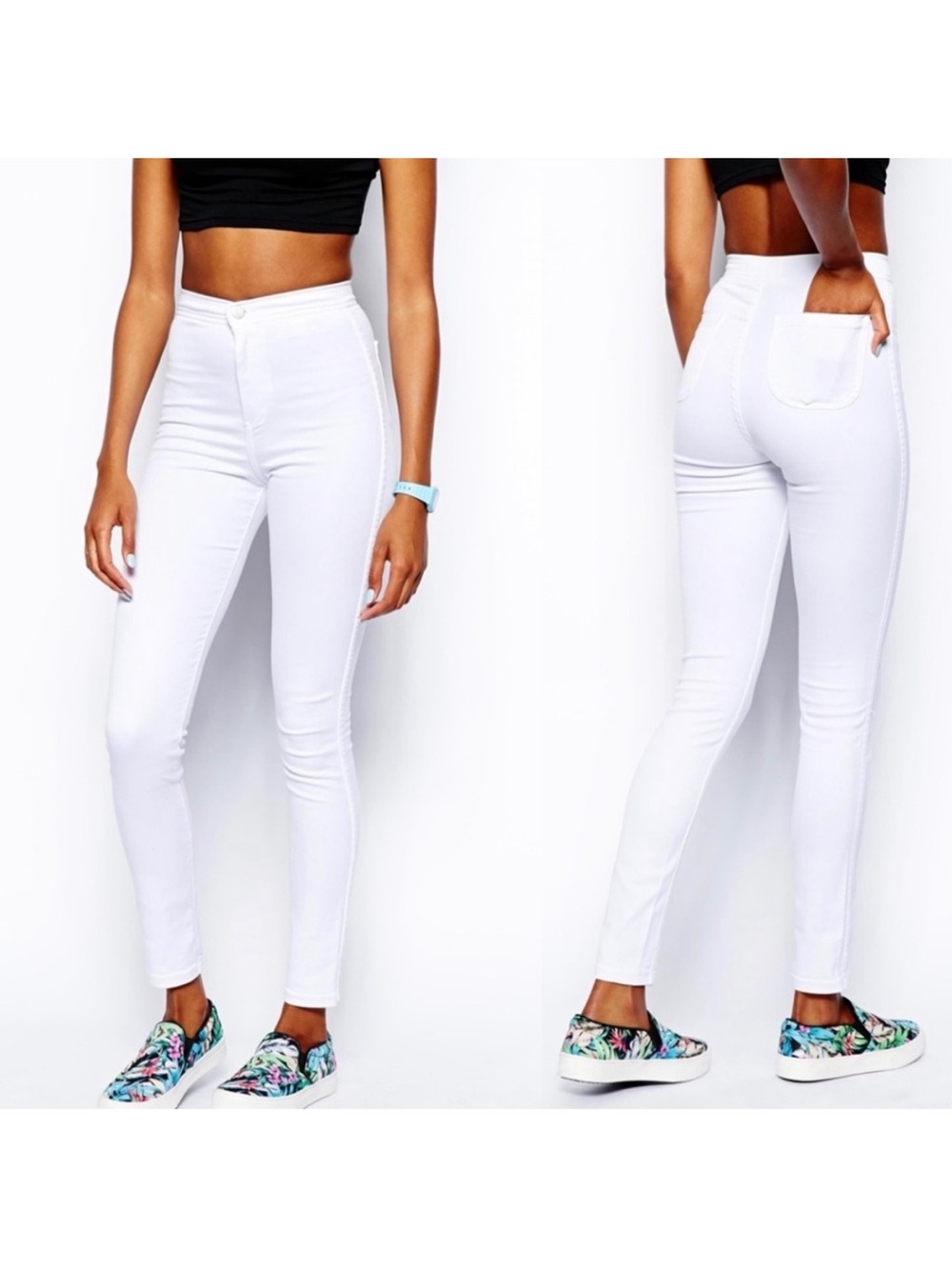 NWT American Apparel Easy Jeans White High-Waist Skinny Large